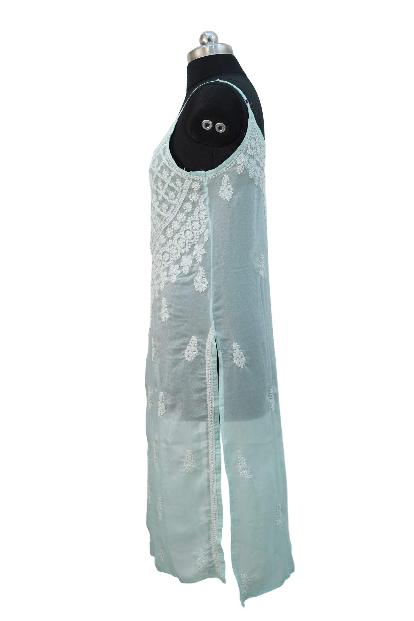 Sea-green shimmer strappy kurti- Elegant Partywear