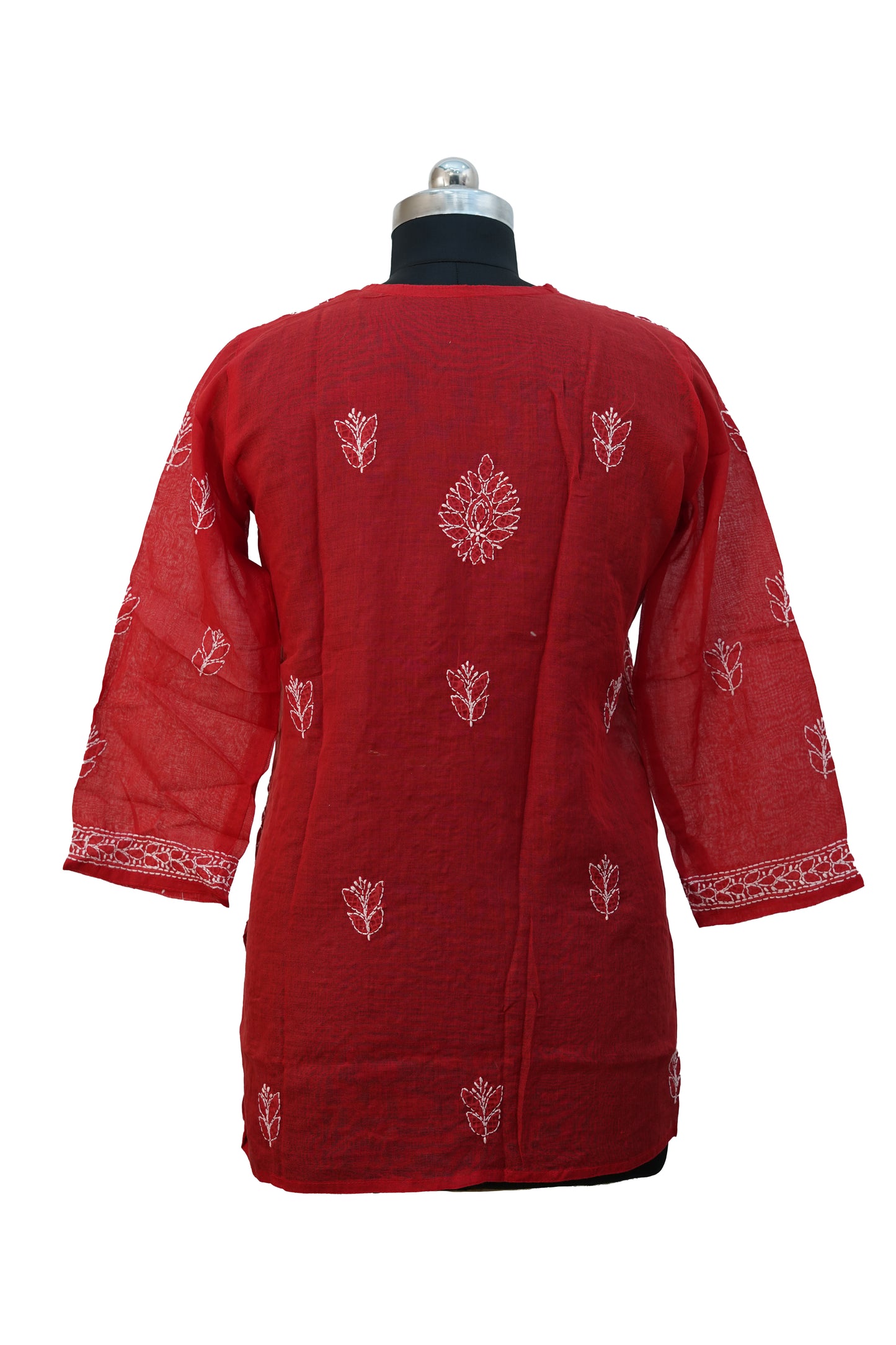 Cotton Jaal Chikenkari-Short Kurti