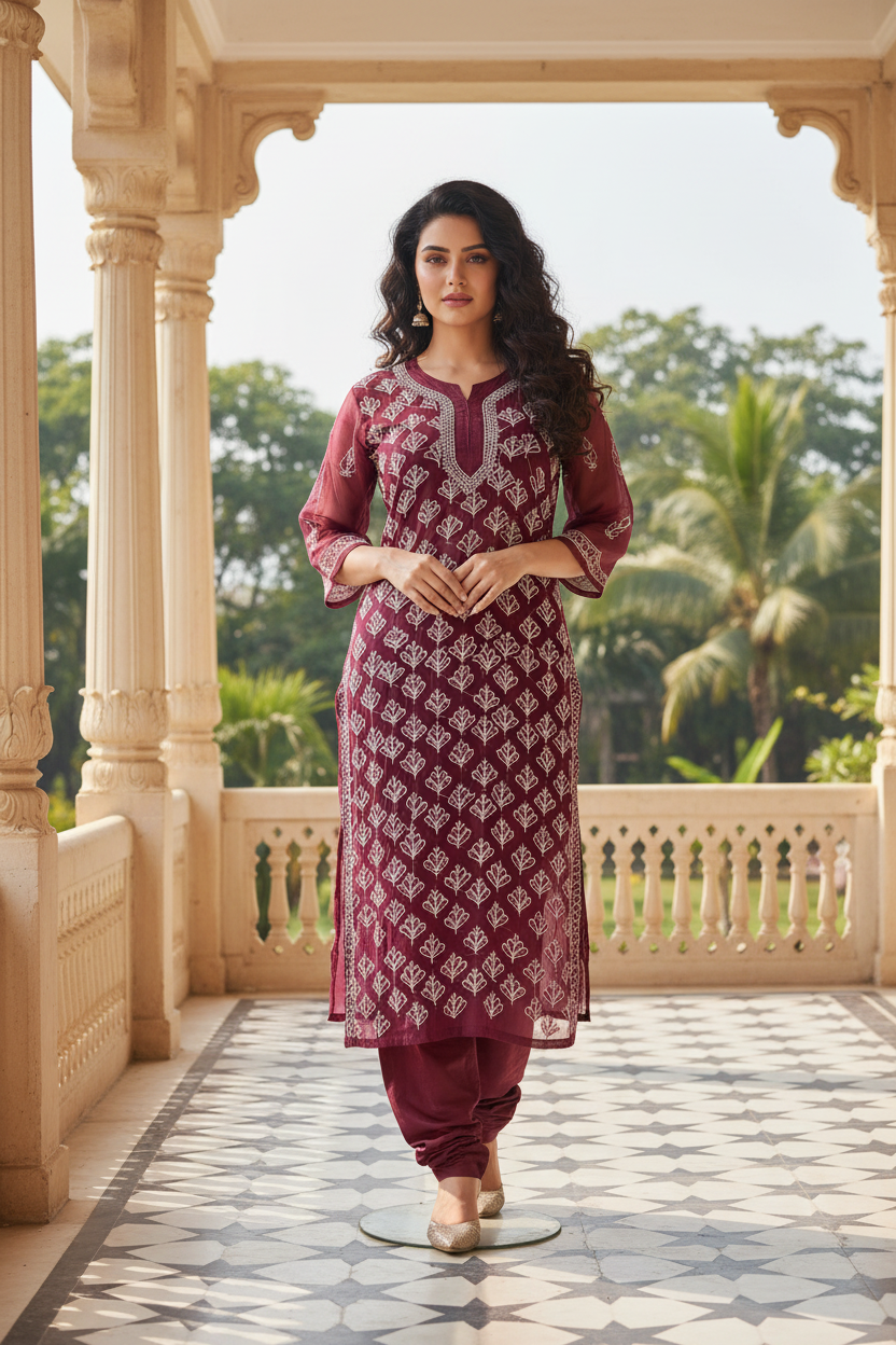 Faux Georgette Long Kurti
