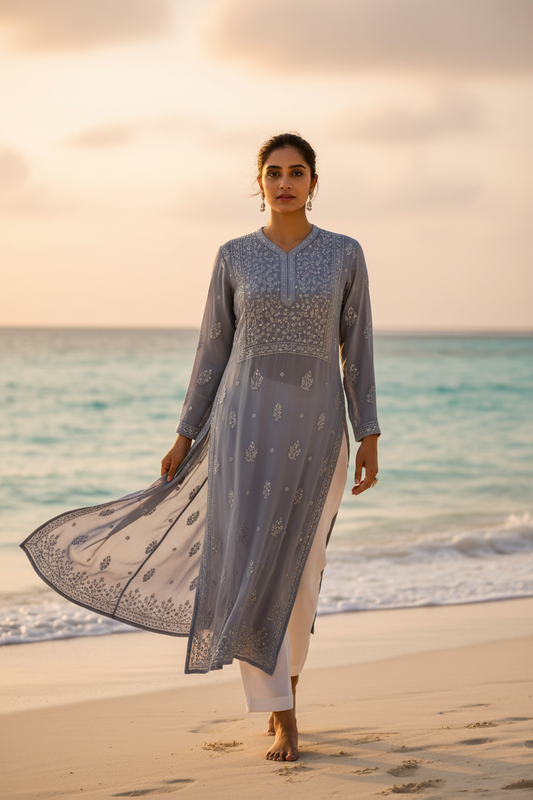 Elegance with style- Pure georgette with Mukesh