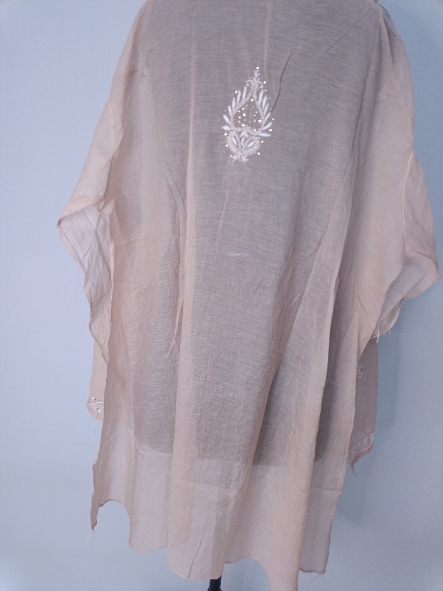 Mul Mukesh Shirt – Elegant Semi-stitched Chikankari Kurti - Brown