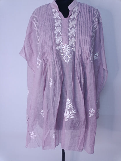 Mul Mukesh Shirt – Elegant Semi-stitched Chikankari Kurti - Purple