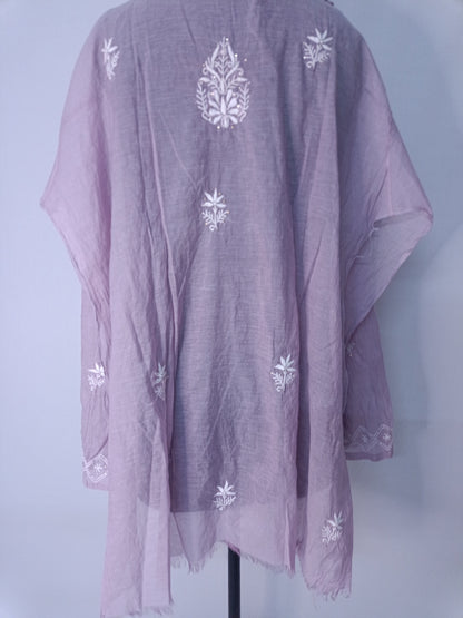 Mul Mukesh Shirt – Elegant Semi-stitched Chikankari Kurti - Purple