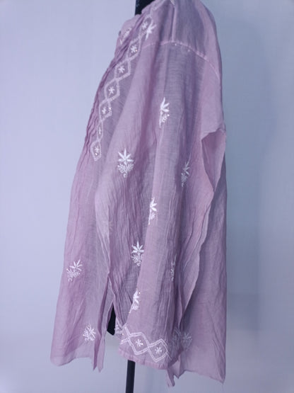 Mul Mukesh Shirt – Elegant Semi-stitched Chikankari Kurti - Purple