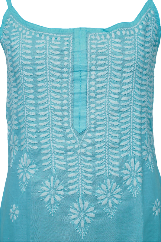 Cotton Strappy Kurti – Sky Blue