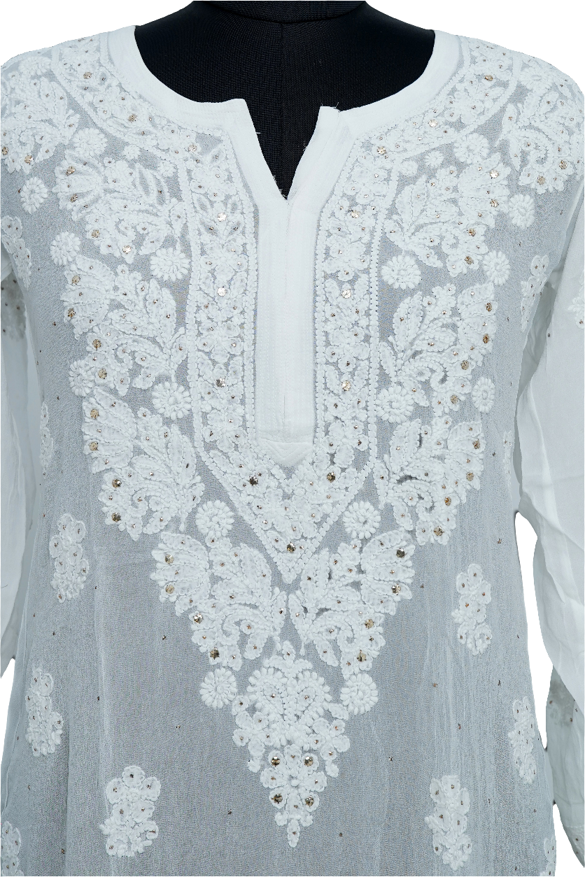 White Chikankari with Mukesh kurti