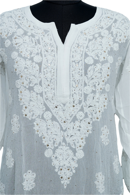 White Chikankari with Mukesh kurti