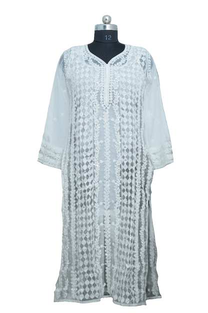White Organza sequence kurti with Inner-Elegant Partywear