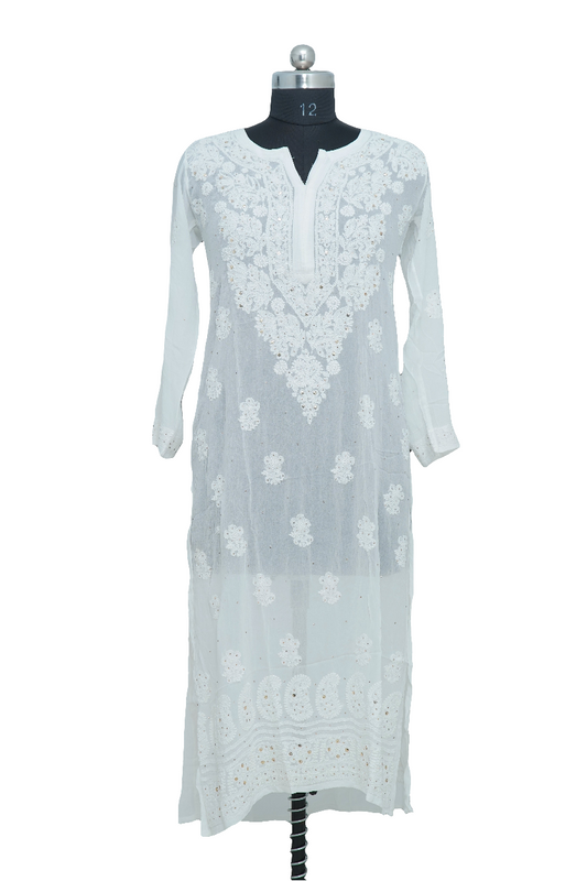 White Chikankari with Mukesh kurti