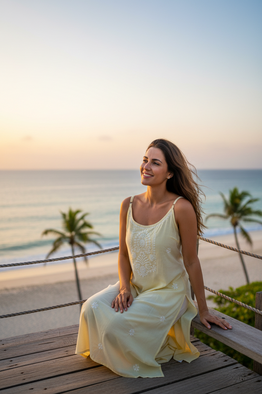 Yellow-Cotton strappy