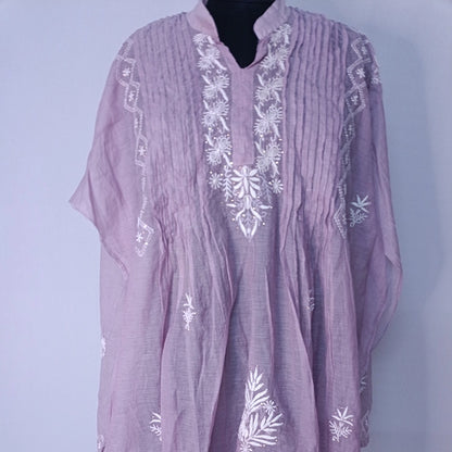 Mul Mukesh Shirt – Elegant Semi-stitched Chikankari Kurti - Purple