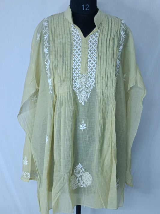Mul Mukesh Shirt – Elegant Semi-stitched Chikankari Kurti - Green