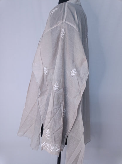 Mul Mukesh Shirt – Elegant Semi-stitched Chikankari Kurti - Grey